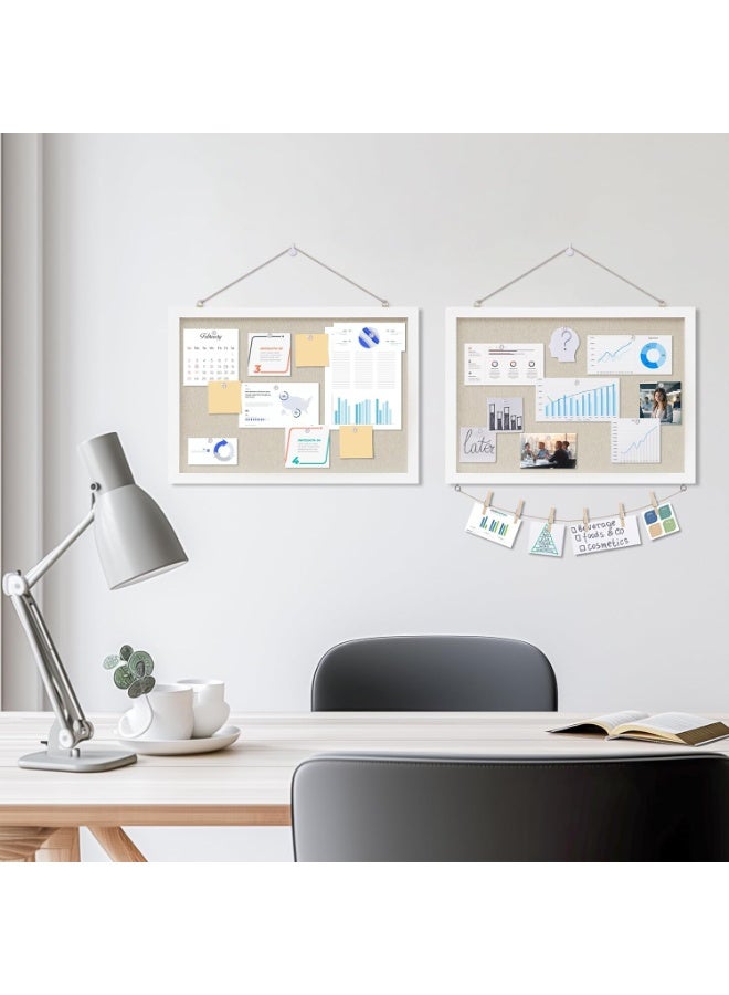 لوحة ملاحظات لوحة فلين بيضاء مع غطاء من الكتان، لوحة إعلانات 30 سم × 40 سم، لوحات فلين معلقة للمكاتب والمنازل والمدارس، لوحة رسائل أو لوحة رؤية للزينة - Image 3